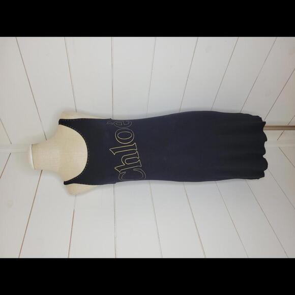 CHLOE size 44 (US size 12) black sleeveless stretchy knit dress - Picture 1 of 5